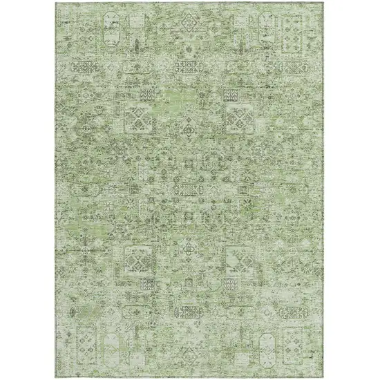 Artichoke Green And Olive Green Floral Washable Indoor Outdoor Area Rug Photo 5