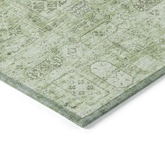 Artichoke Green And Olive Green Floral Washable Indoor Outdoor Area Rug Photo 4