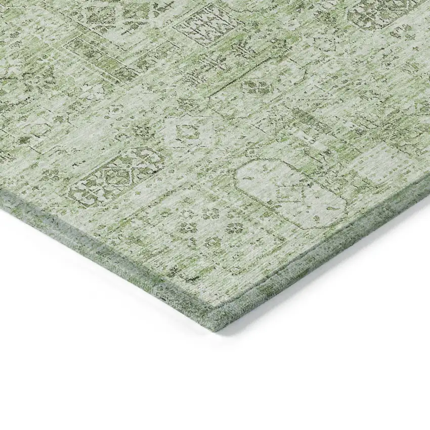 Artichoke Green And Olive Green Floral Washable Indoor Outdoor Area Rug Photo 4