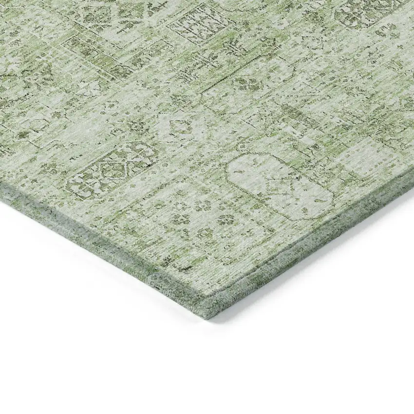 Artichoke Green And Olive Green Floral Washable Indoor Outdoor Area Rug Photo 4