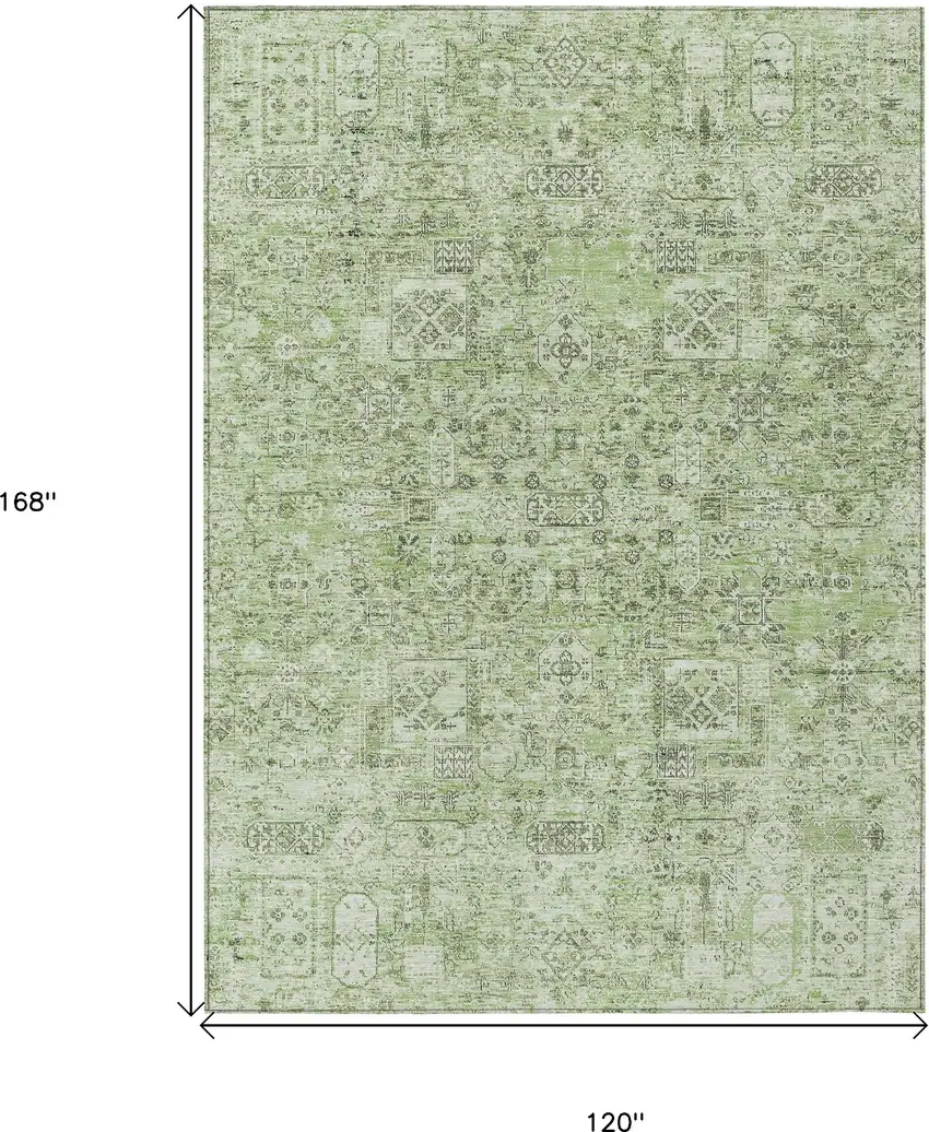 Artichoke Green And Olive Green Floral Washable Indoor Outdoor Area Rug Photo 3