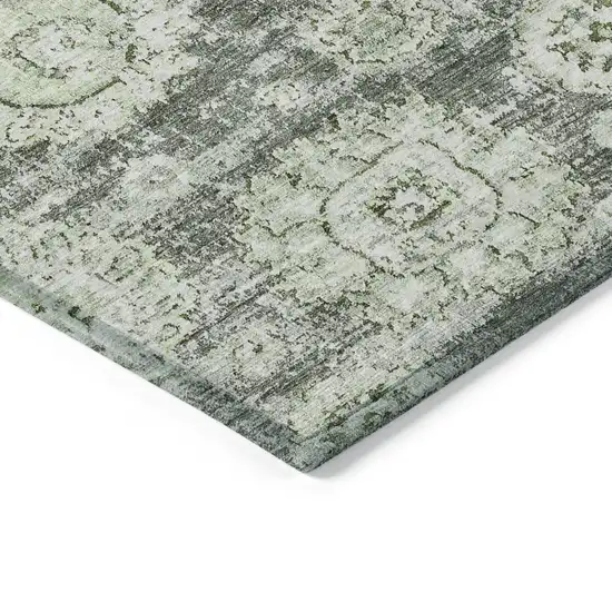 Artichoke Green And Olive Green Floral Washable Indoor Outdoor Area Rug Photo 4