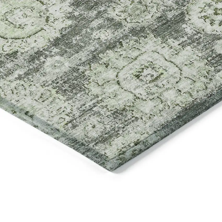 Artichoke Green And Olive Green Floral Washable Indoor Outdoor Area Rug Photo 4