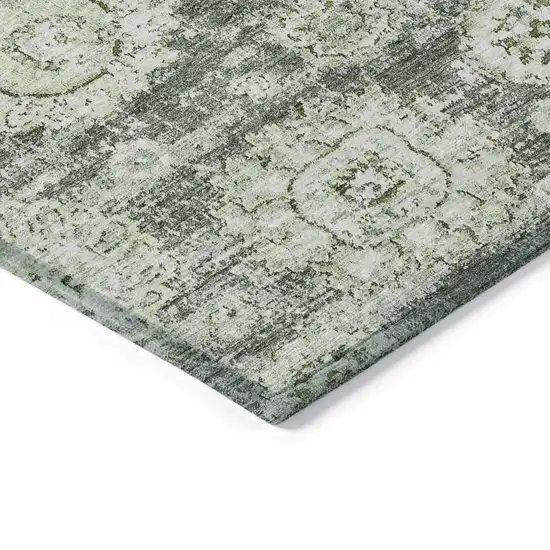Artichoke Green And Olive Green Floral Washable Indoor Outdoor Area Rug Photo 4