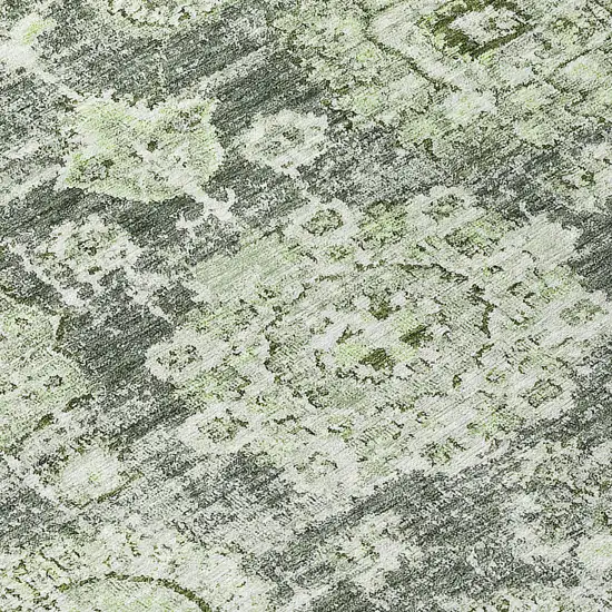 Artichoke Green And Olive Green Floral Washable Indoor Outdoor Area Rug Photo 7
