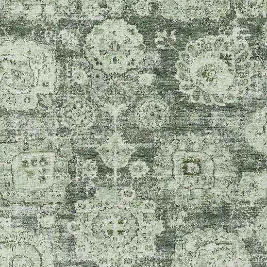 Artichoke Green And Olive Green Floral Washable Indoor Outdoor Area Rug Photo 5