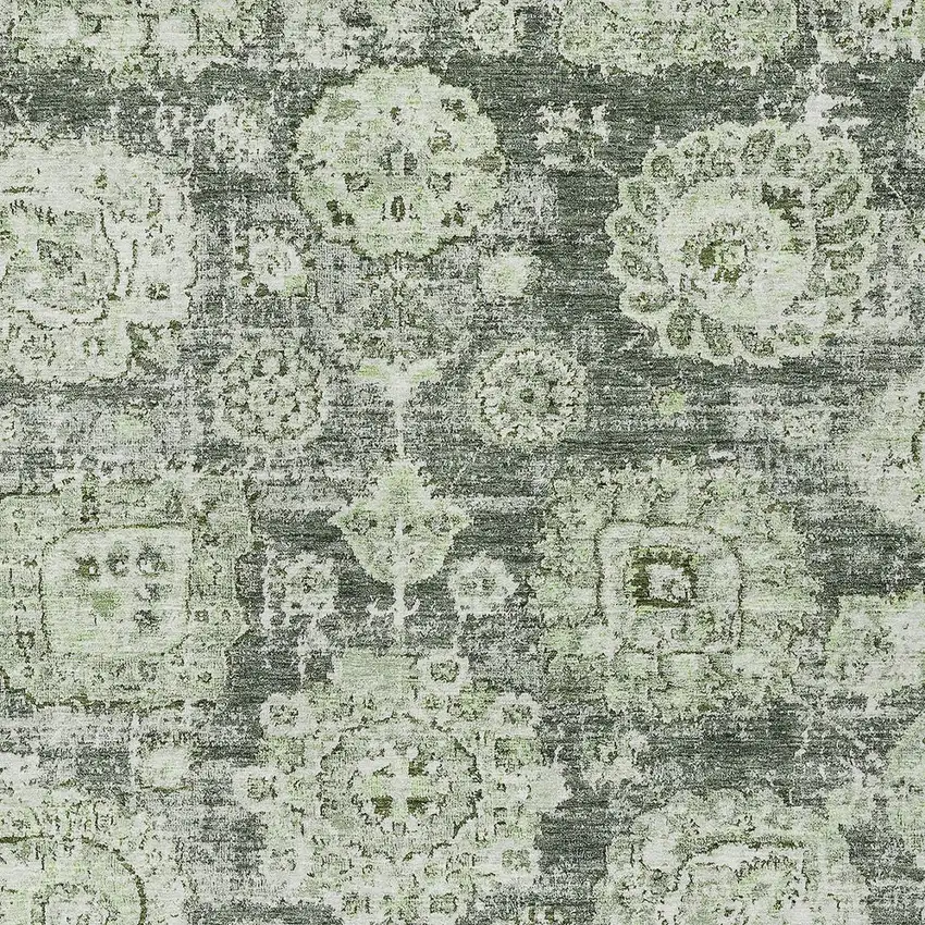 Artichoke Green And Olive Green Floral Washable Indoor Outdoor Area Rug Photo 5