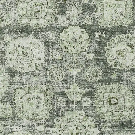 Artichoke Green And Olive Green Floral Washable Indoor Outdoor Area Rug Photo 4