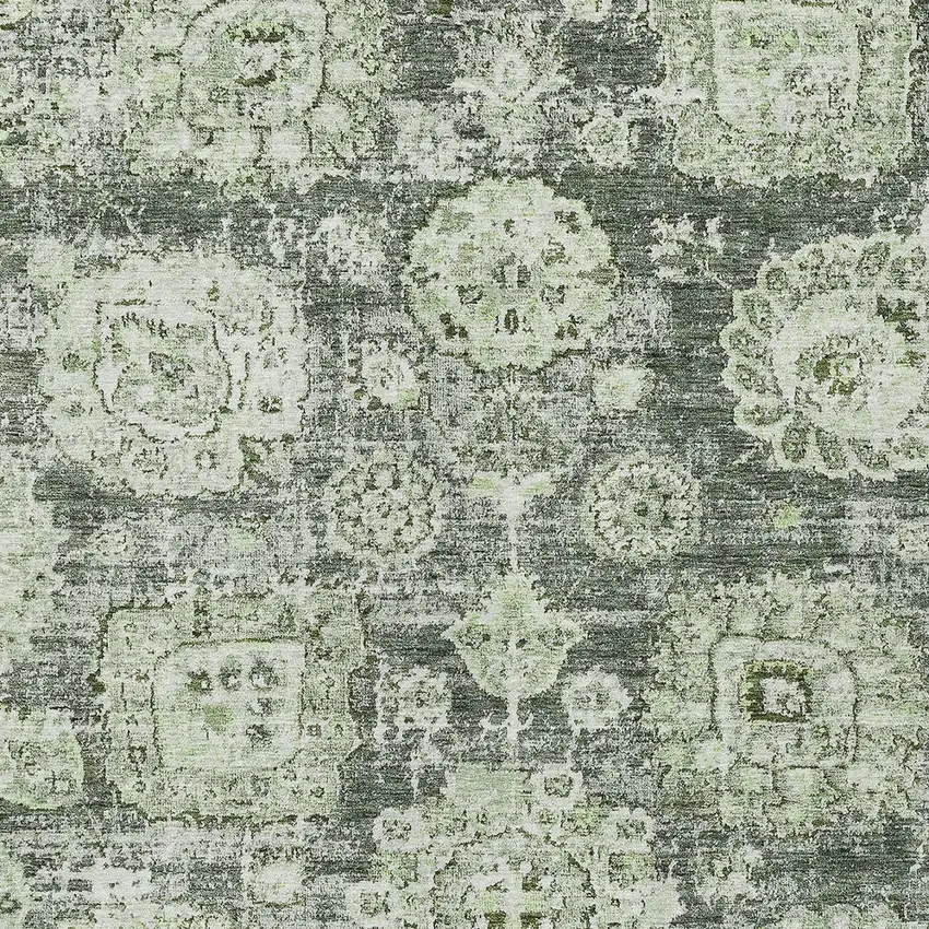 Artichoke Green And Olive Green Floral Washable Indoor Outdoor Area Rug Photo 4