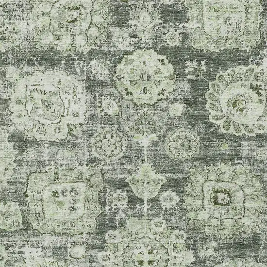 Artichoke Green And Olive Green Floral Washable Indoor Outdoor Area Rug Photo 4
