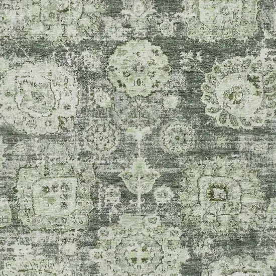 Artichoke Green And Olive Green Floral Washable Indoor Outdoor Area Rug Photo 4