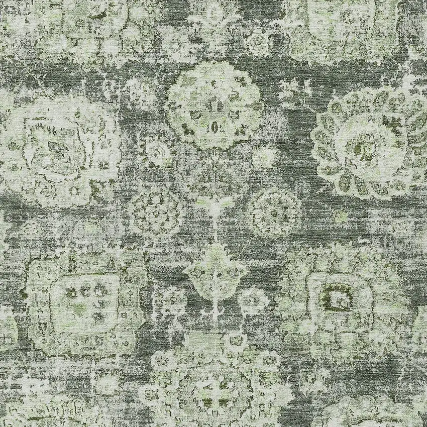 Artichoke Green And Olive Green Floral Washable Indoor Outdoor Area Rug Photo 4