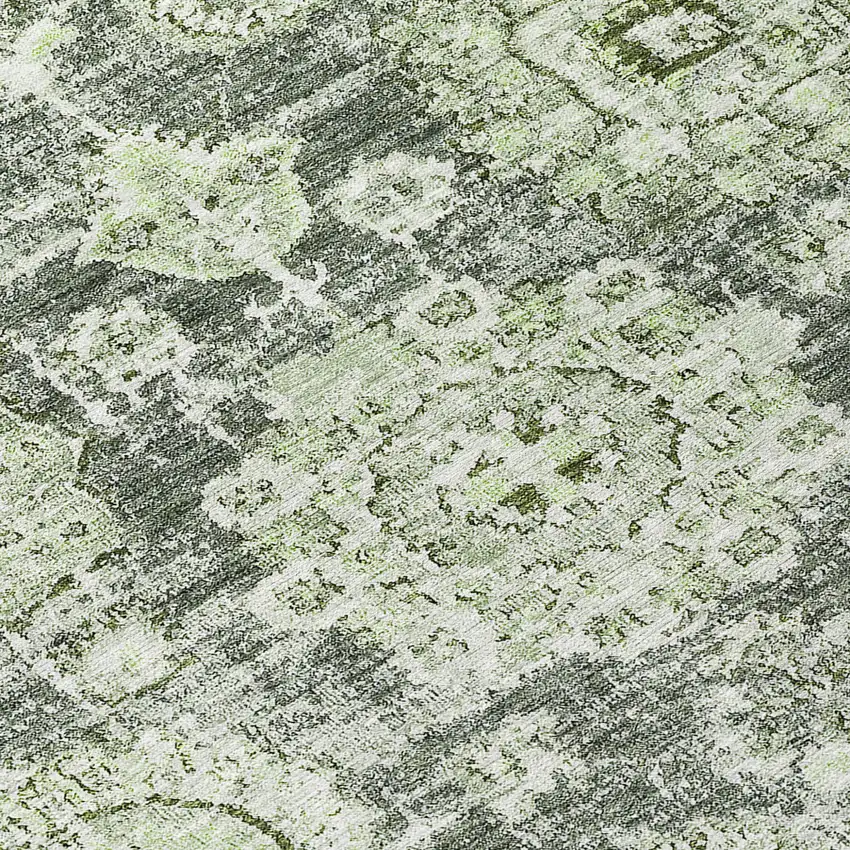 Artichoke Green And Olive Green Floral Washable Indoor Outdoor Area Rug Photo 7
