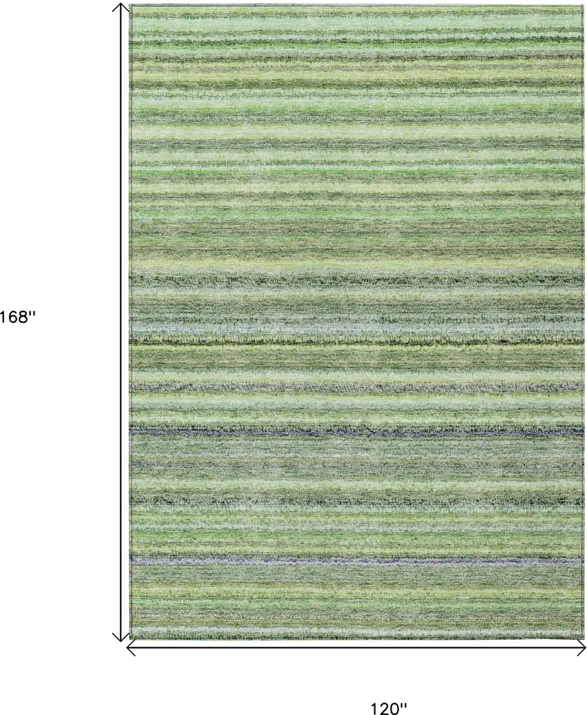 Artichoke Green And Olive Green Striped Washable Indoor Outdoor Area Rug Photo 3