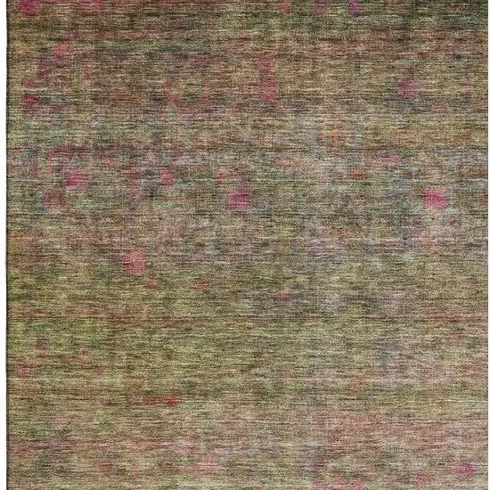 Artichoke Green And Pink Abstract Washable Area Rug With UV Protection Photo 5