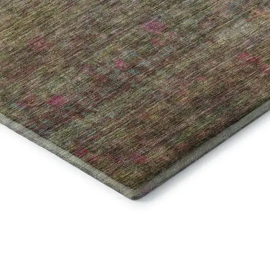 Artichoke Green And Pink Abstract Washable Area Rug With UV Protection Photo 5