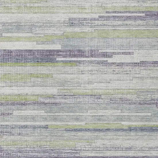 Artichoke Green And Plum Striped Washable Indoor Outdoor Area Rug Photo 3