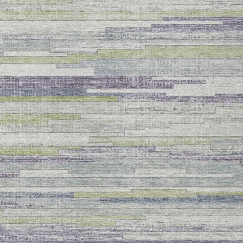 Artichoke Green And Plum Striped Washable Indoor Outdoor Area Rug Photo 3