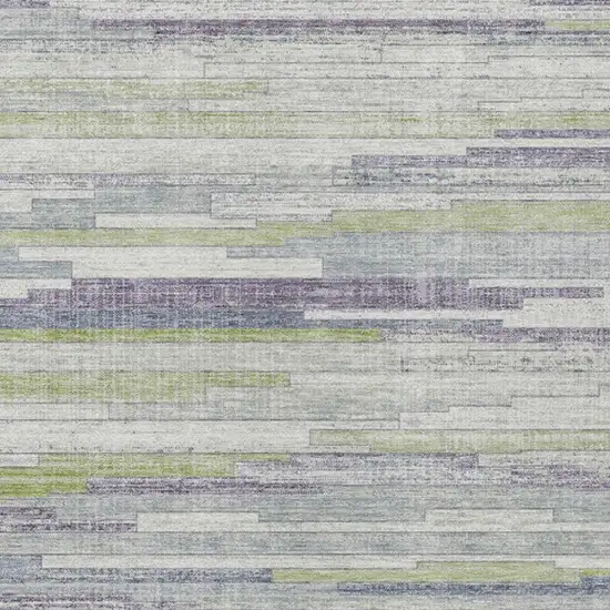 Artichoke Green And Plum Striped Washable Indoor Outdoor Area Rug Photo 4