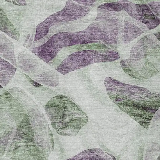 Artichoke Green And Purple Abstract Washable Indoor Outdoor Area Rug Photo 3