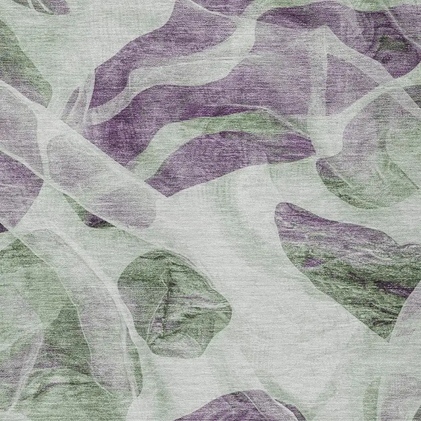 Artichoke Green And Purple Abstract Washable Indoor Outdoor Area Rug Photo 3