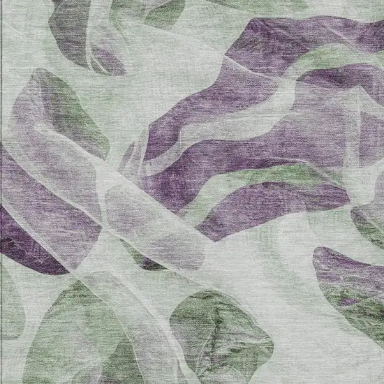 Artichoke Green And Purple Abstract Washable Indoor Outdoor Area Rug Photo 3