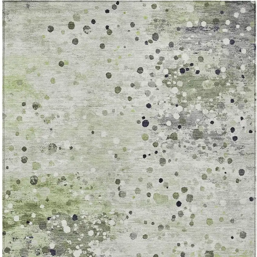 Artichoke Green And Purple Abstract Washable Indoor Outdoor Area Rug Photo 9