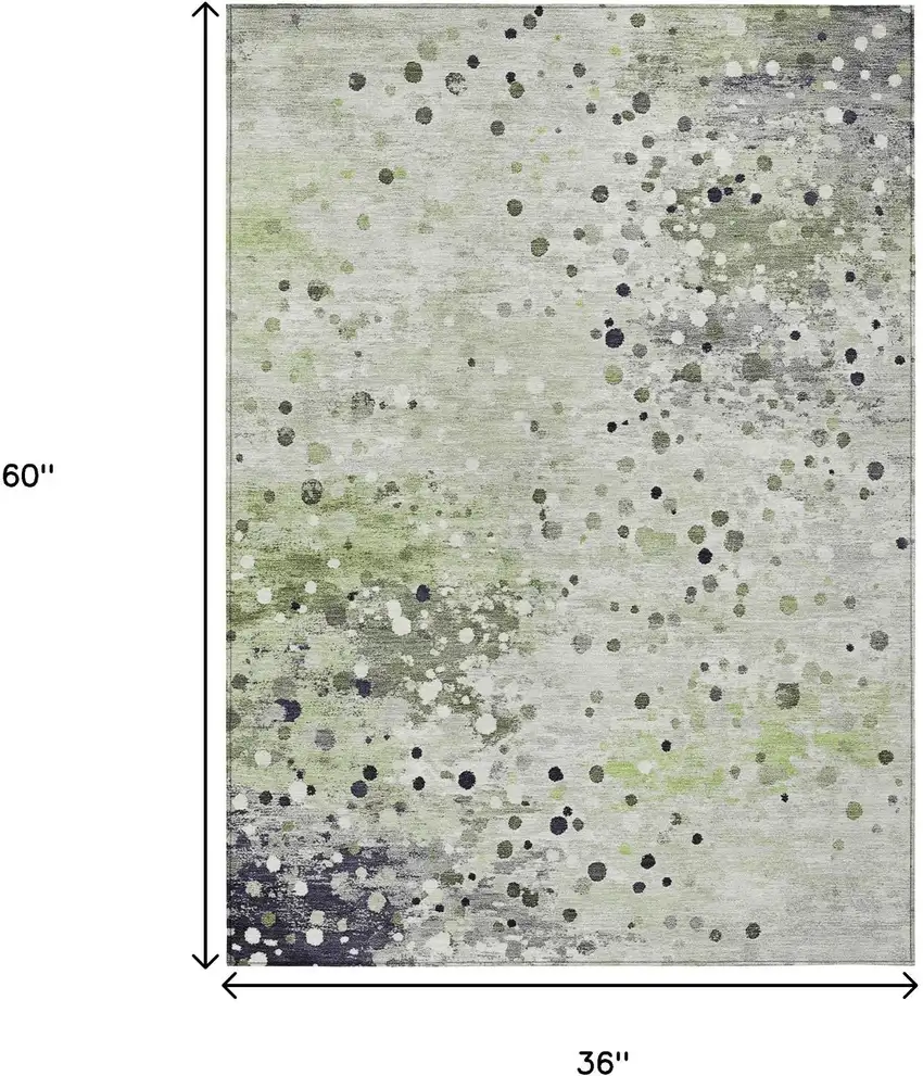 Artichoke Green And Purple Abstract Washable Indoor Outdoor Area Rug Photo 9