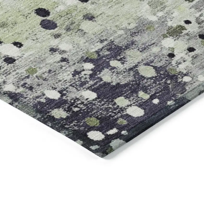 Artichoke Green And Purple Abstract Washable Indoor Outdoor Area Rug Photo 6