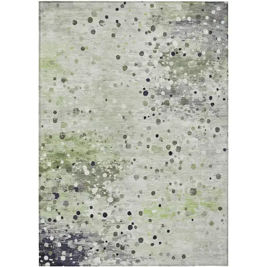 Artichoke Green And Purple Abstract Washable Indoor Outdoor Area Rug Photo 1