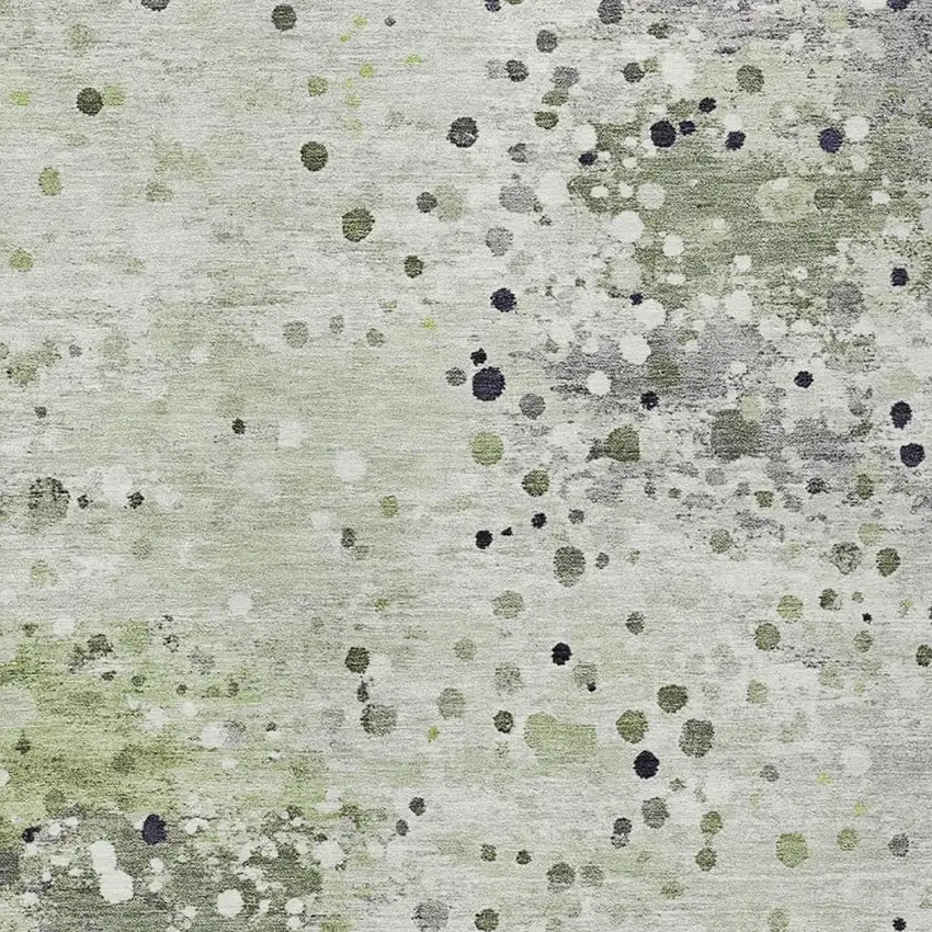 Artichoke Green And Purple Abstract Washable Indoor Outdoor Area Rug Photo 4