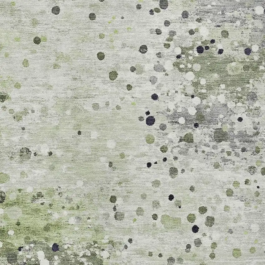 Artichoke Green And Purple Abstract Washable Indoor Outdoor Area Rug Photo 7