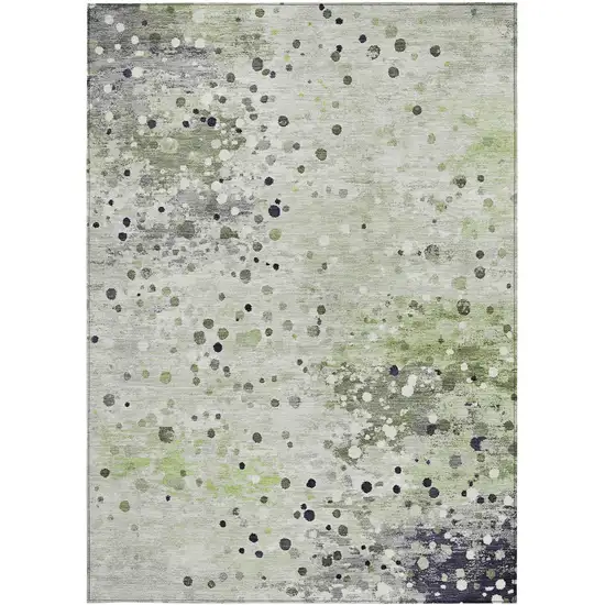 Artichoke Green And Purple Abstract Washable Indoor Outdoor Area Rug Photo 3