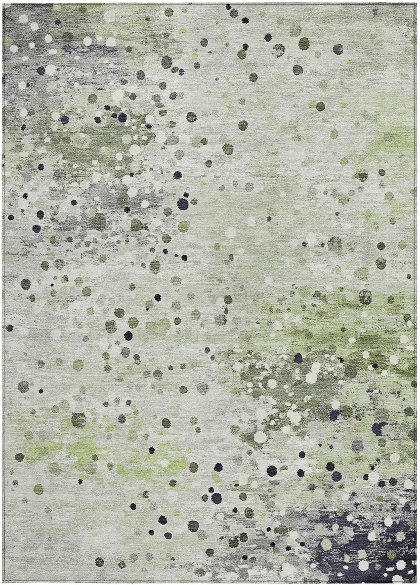Artichoke Green And Purple Abstract Washable Indoor Outdoor Area Rug Photo 3