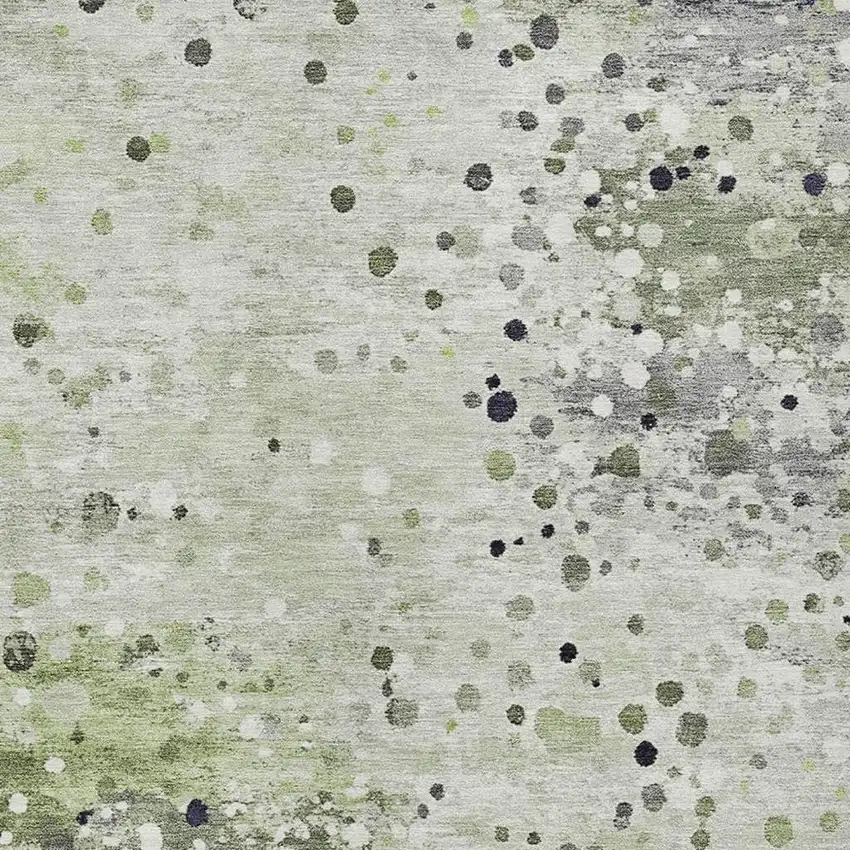 Artichoke Green And Purple Abstract Washable Indoor Outdoor Area Rug Photo 4