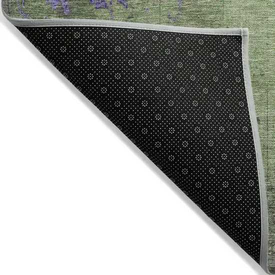 Artichoke Green And Purple Floral Washable Indoor Outdoor Area Rug Photo 8