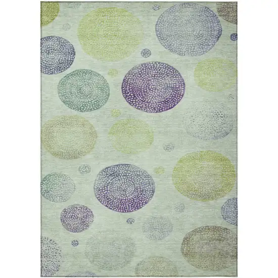 Artichoke Green And Purple Geometric Washable Indoor Outdoor Area Rug Photo 9