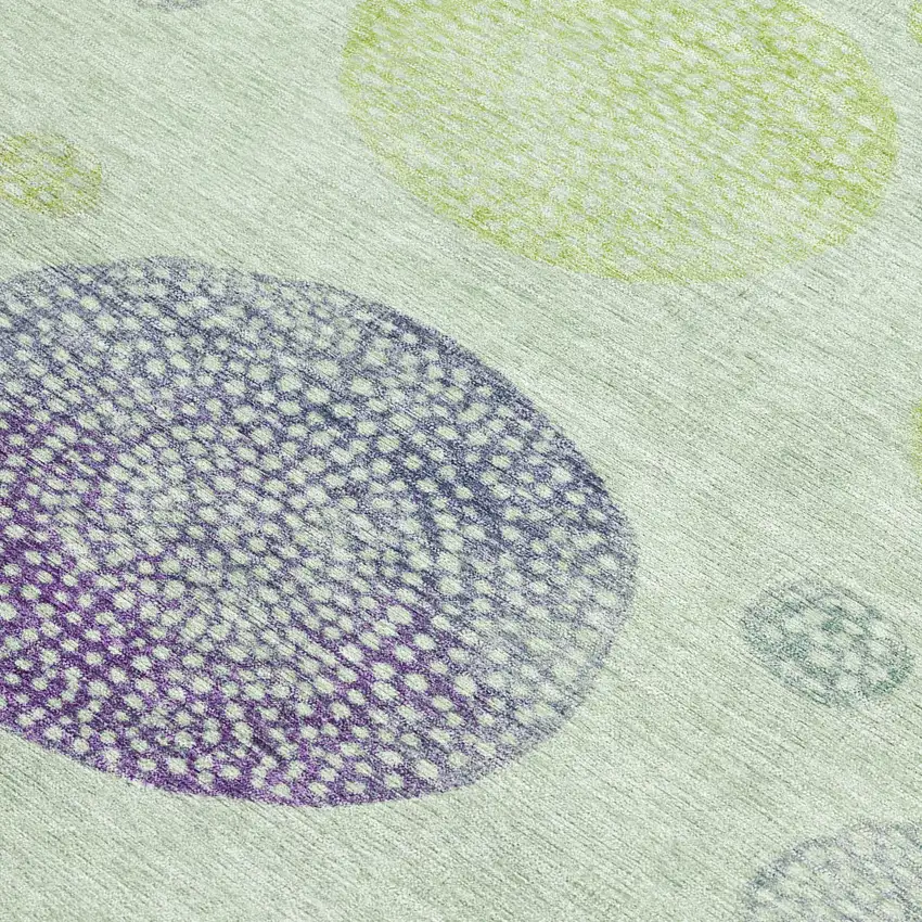Artichoke Green And Purple Geometric Washable Indoor Outdoor Area Rug Photo 4