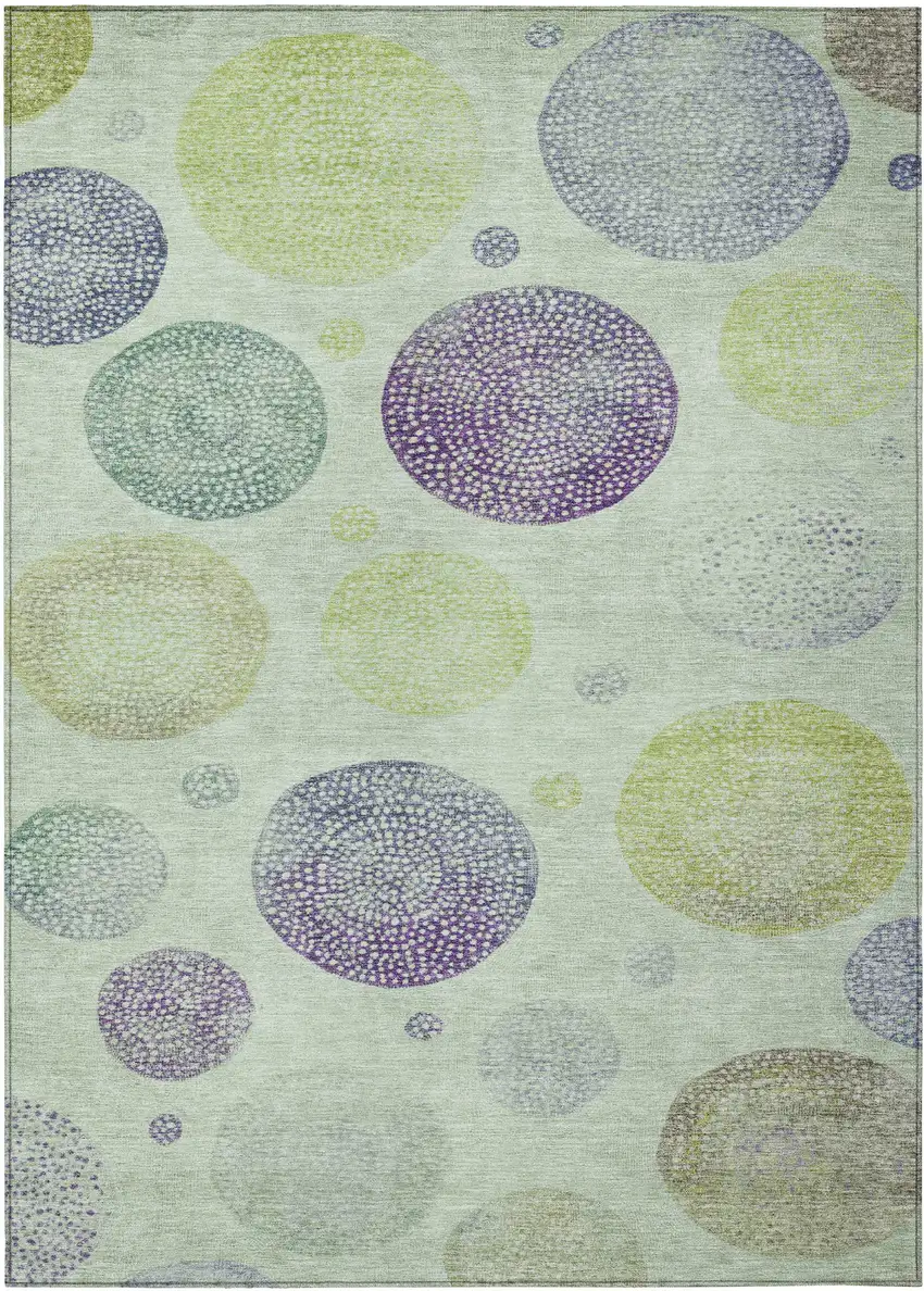 Artichoke Green And Purple Geometric Washable Indoor Outdoor Area Rug Photo 9