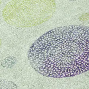 Photo of Artichoke Green And Purple Geometric Washable Indoor Outdoor Area Rug