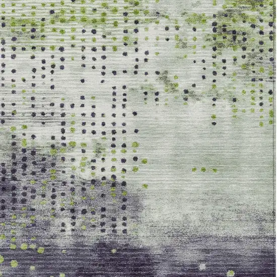 Artichoke Green And Purple Geometric Washable Indoor Outdoor Area Rug Photo 3