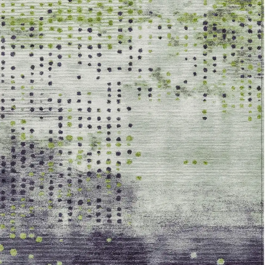 Artichoke Green And Purple Geometric Washable Indoor Outdoor Area Rug Photo 3