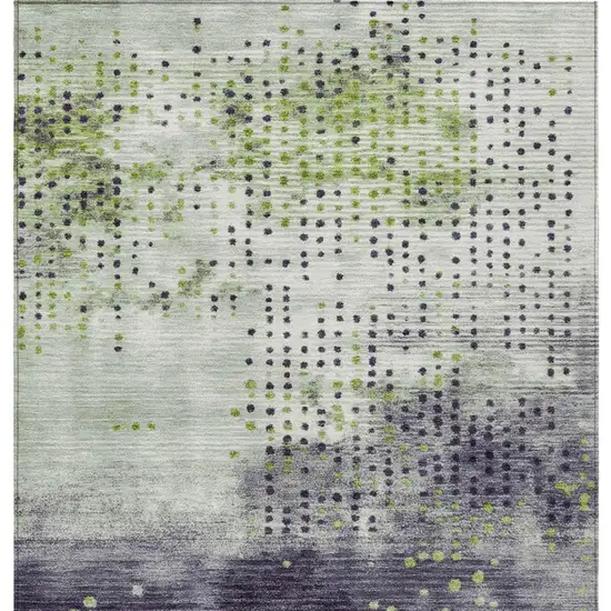 Artichoke Green And Purple Geometric Washable Indoor Outdoor Area Rug Photo 1