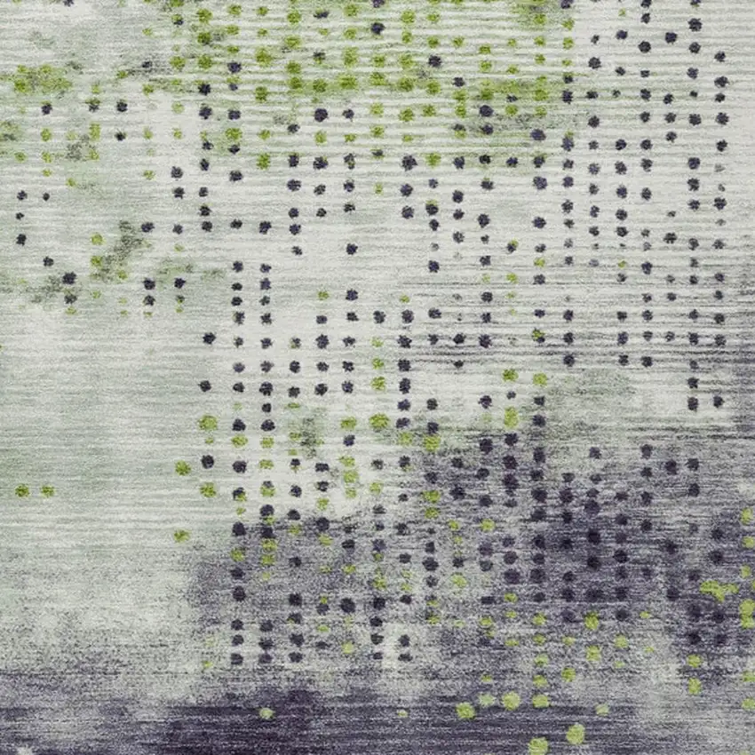 Artichoke Green And Purple Geometric Washable Indoor Outdoor Area Rug Photo 9