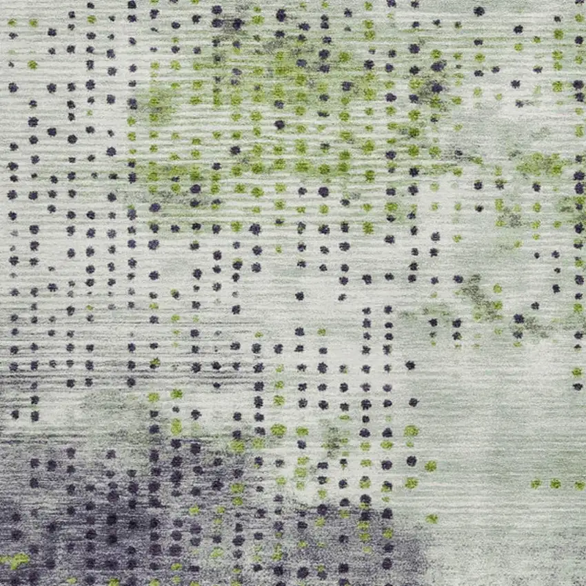 Artichoke Green And Purple Geometric Washable Indoor Outdoor Area Rug Photo 3