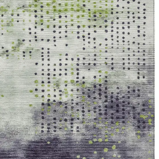 Artichoke Green And Purple Geometric Washable Indoor Outdoor Area Rug Photo 9