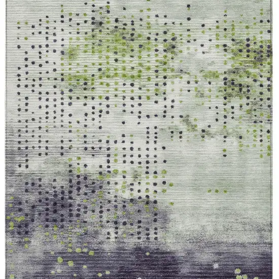 Artichoke Green And Purple Geometric Washable Indoor Outdoor Area Rug Photo 3