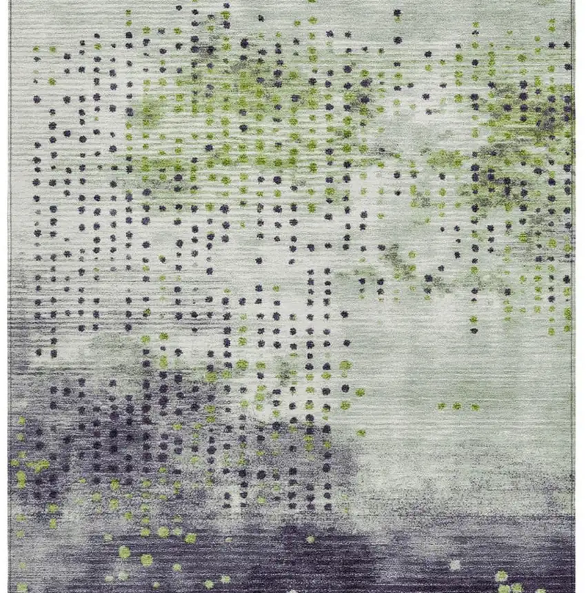 Artichoke Green And Purple Geometric Washable Indoor Outdoor Area Rug Photo 3