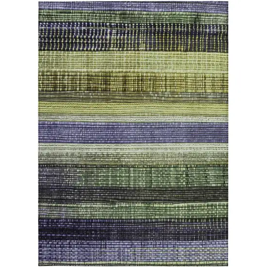 Artichoke Green And Purple Striped Washable Indoor Outdoor Area Rug Photo 9