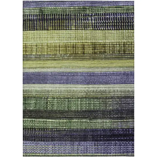 Artichoke Green And Purple Striped Washable Indoor Outdoor Area Rug Photo 8